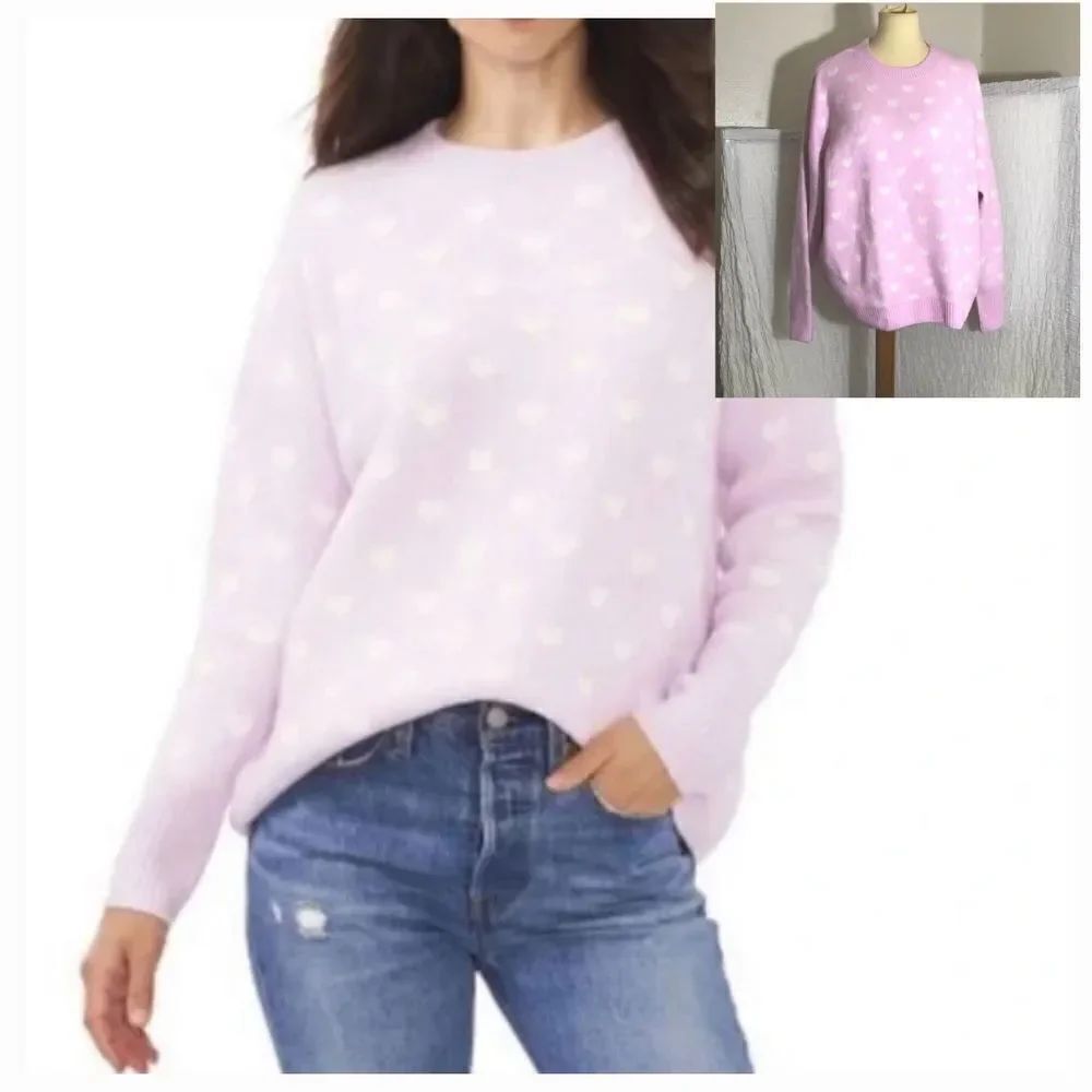 Vince Camuto NWT Azalea Pink/White Hearts Sweater Size XL